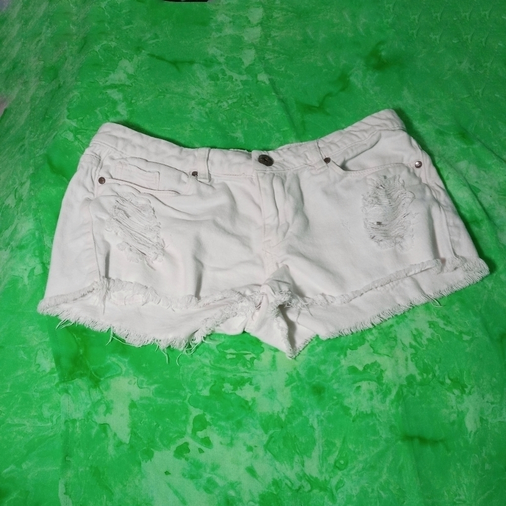 Blank NYC White Distressed Jean Shorts